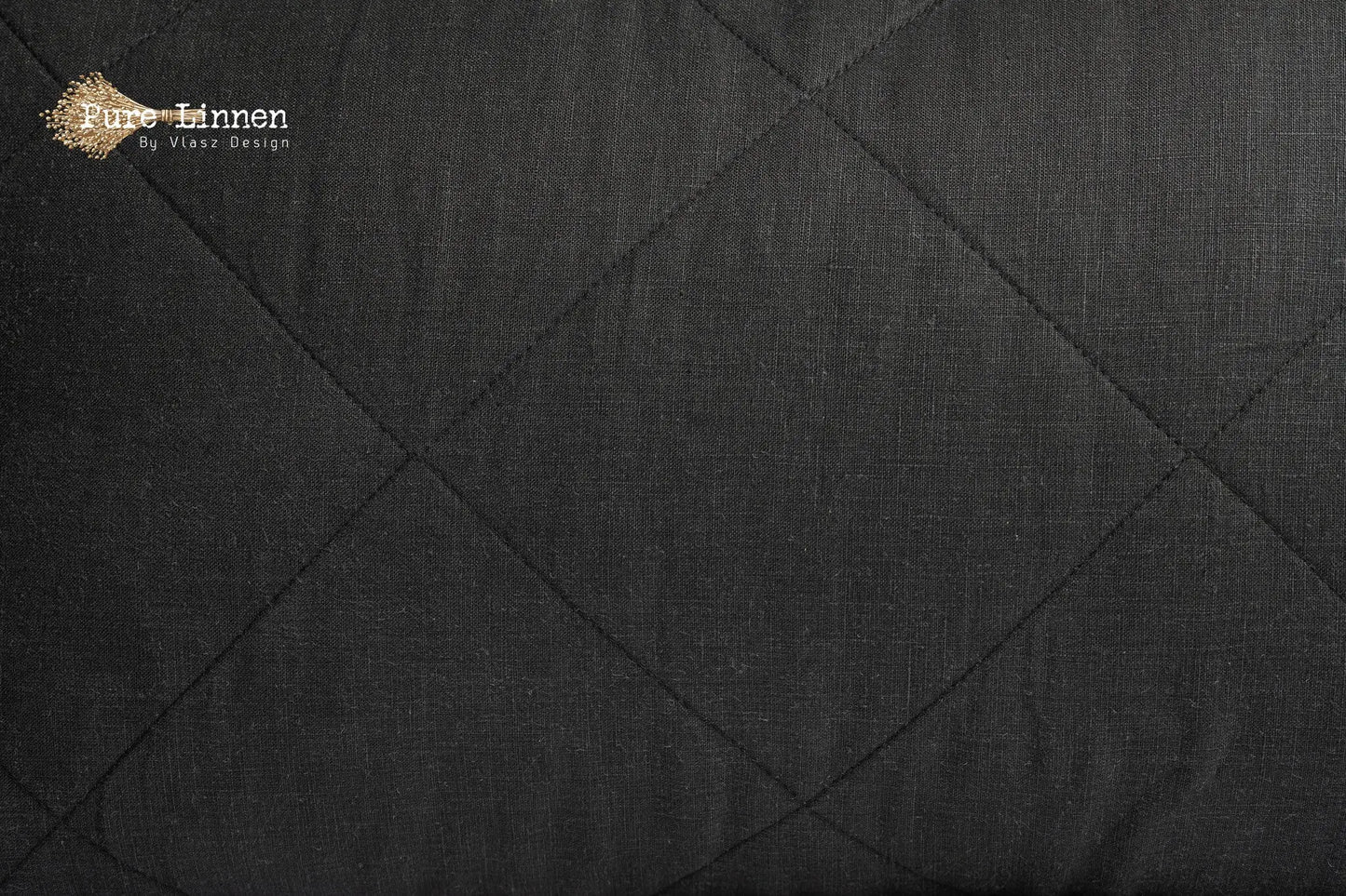 Linen Bedspread Black/Diamond - Pure Linen