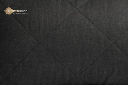Linen Bedspread Black/Diamond - Pure Linen