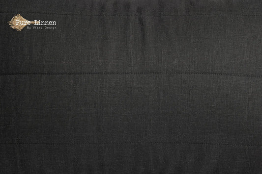 Leinenbettläufer/Bettläufer Schwarz/Streifen – Reines Leinen