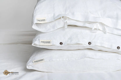 Linen Pillowcase White/Tuck-in Strip - Pure Linen