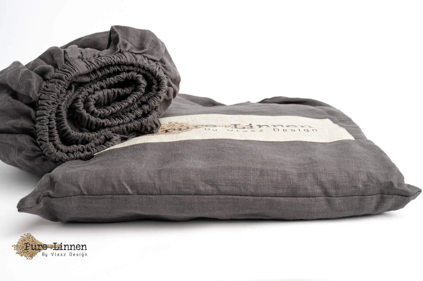 Linen Fitted Sheet Dark Grey/20cm - Pure Linen