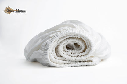 Linen Fitted Sheet White/20cm - Pure Linen