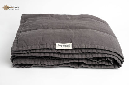 Linen Bed Runner/Bed Runner Dark Grey/Stripes - Pure Linen
