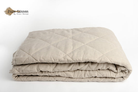 Linen Bedspread Natural/Diamond - Pure Linen