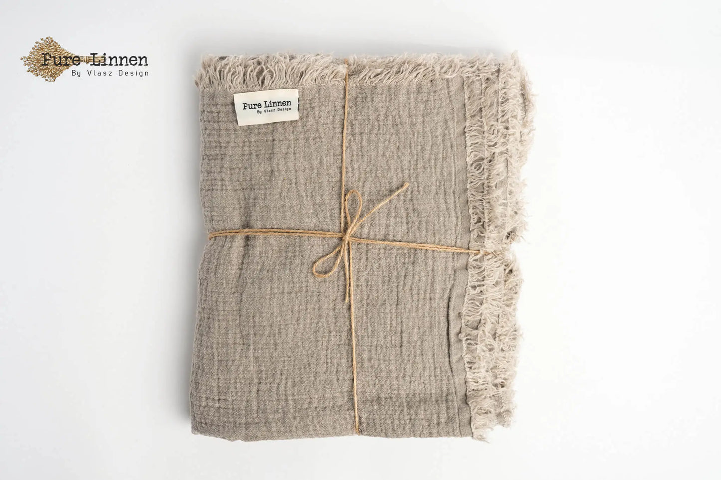 Linen Plaid Natural/Fringes - Pure Linen