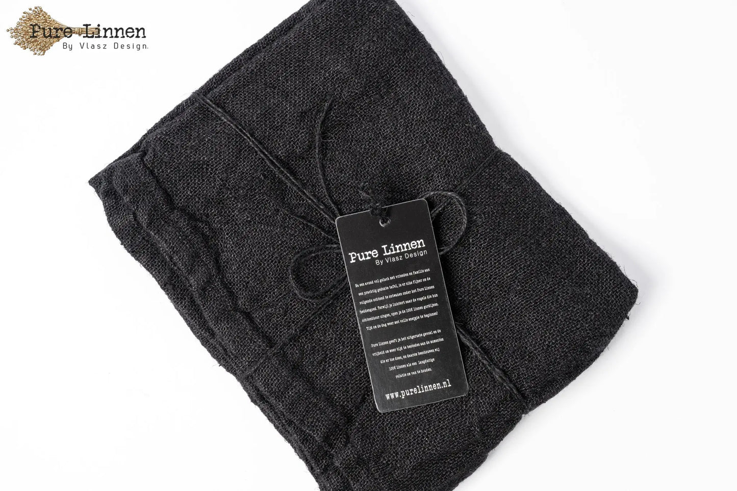 Tea towel Sara 100% linen black with loop - Pure Linen