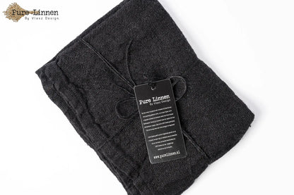 Tea towel Sara 100% linen black with loop - Pure Linen