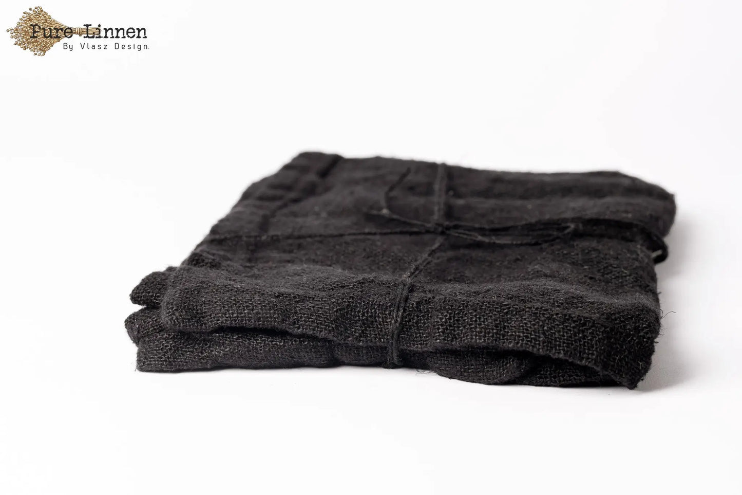 Tea towel Sara 100% linen black with loop - Pure Linen