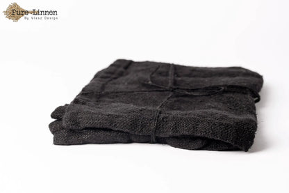 Tea towel Sara 100% linen black with loop - Pure Linen