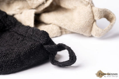 Tea towel Sara 100% linen black with loop - Pure Linen