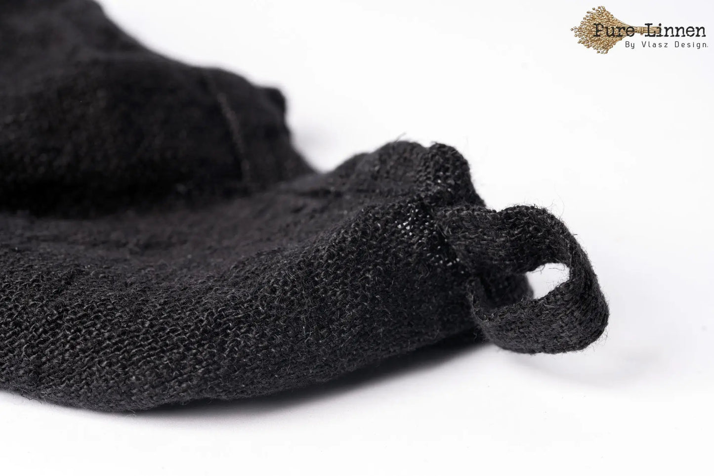 Tea towel Sara 100% linen black with loop - Pure Linen