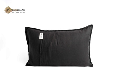 Linen Throw Pillow Black/Diamond - Pure Linen