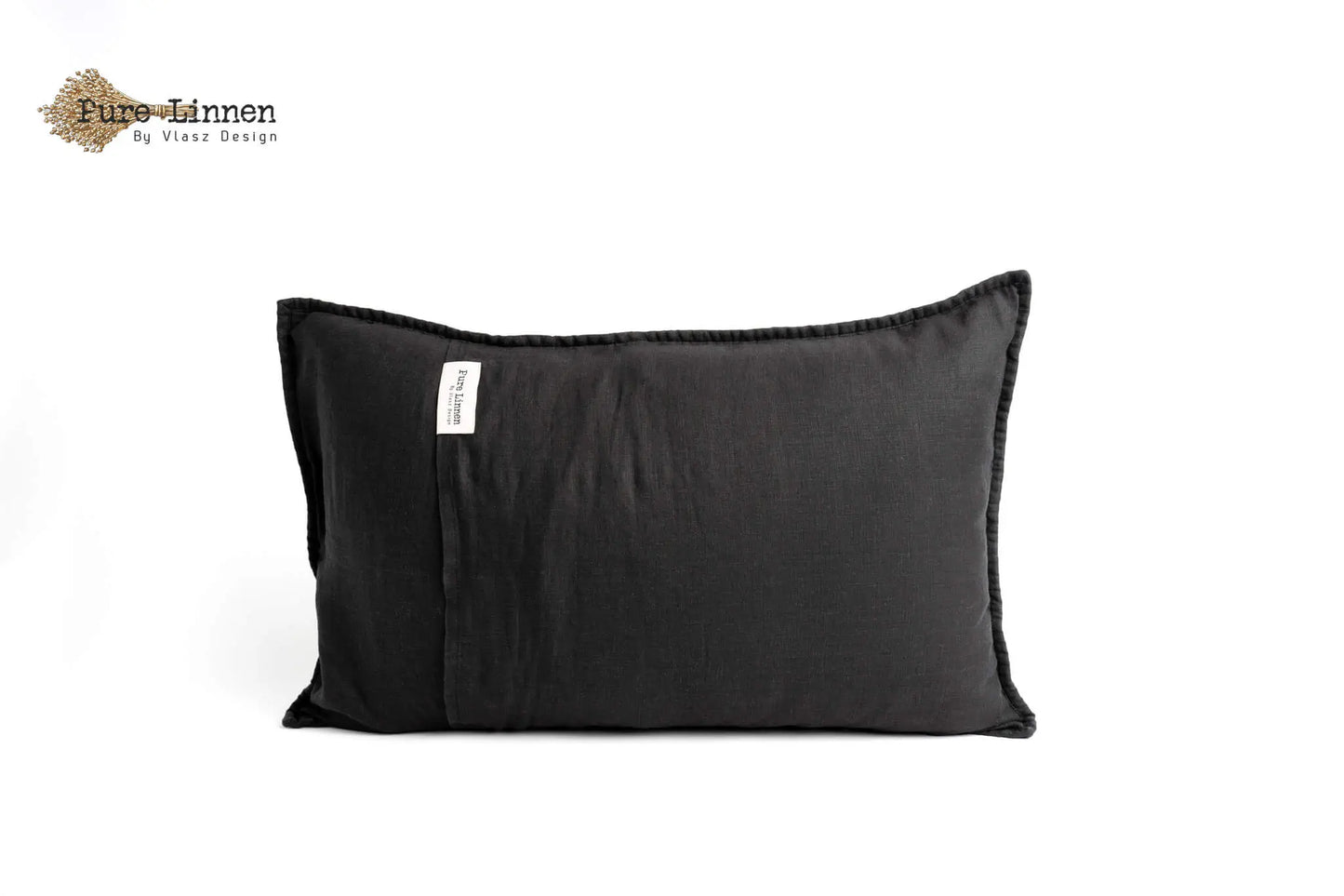 Linen Throw Pillow Black/Diamond - Pure Linen