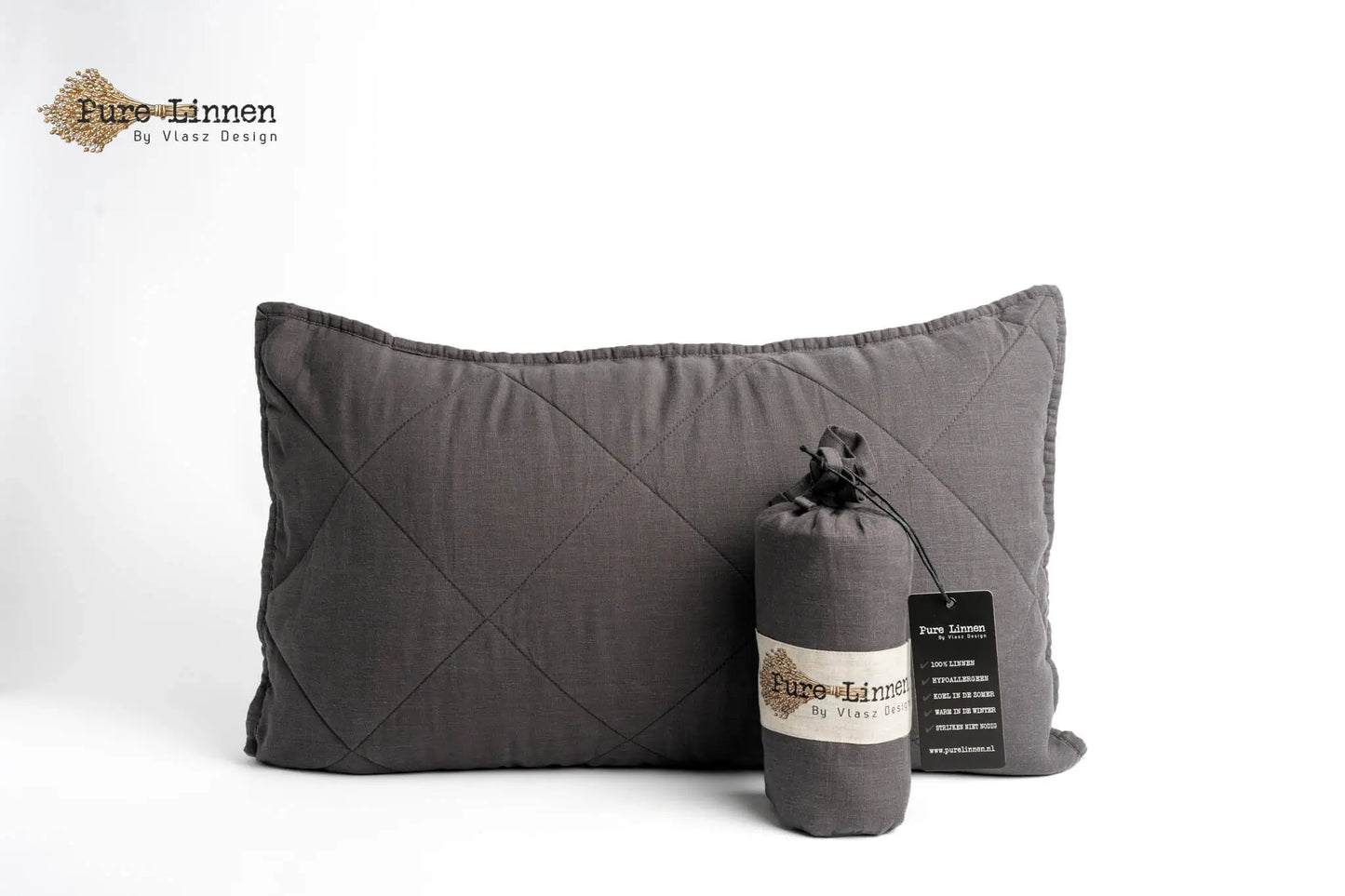 Linen Throw Pillow Dark Grey/Diamond - Pure Linen