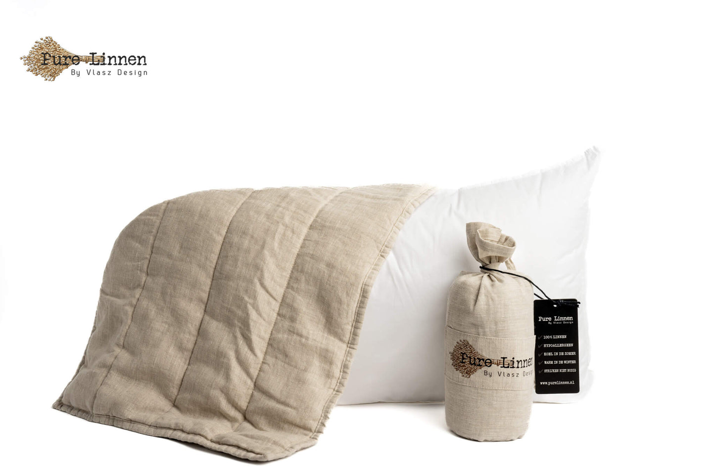 Linen Throw Pillow Natural/Stripes - Pure Linen