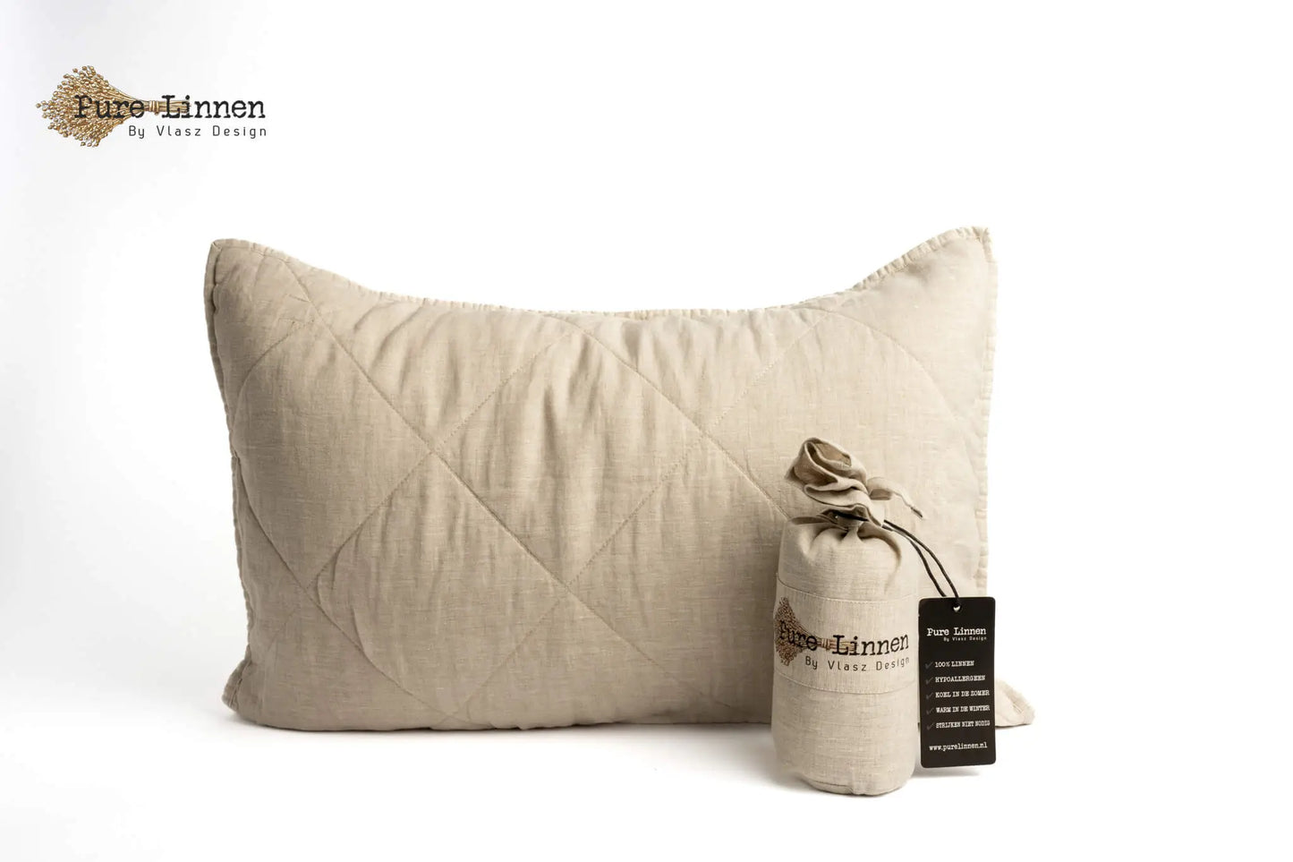 Linen Throw Pillow Natural/Diamond - Pure Linen