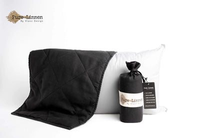 Linen Throw Pillow Black/Diamond - Pure Linen