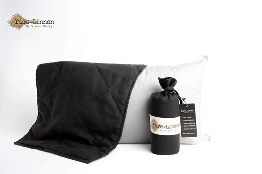 Linen Throw Pillow Black/Diamond - Pure Linen