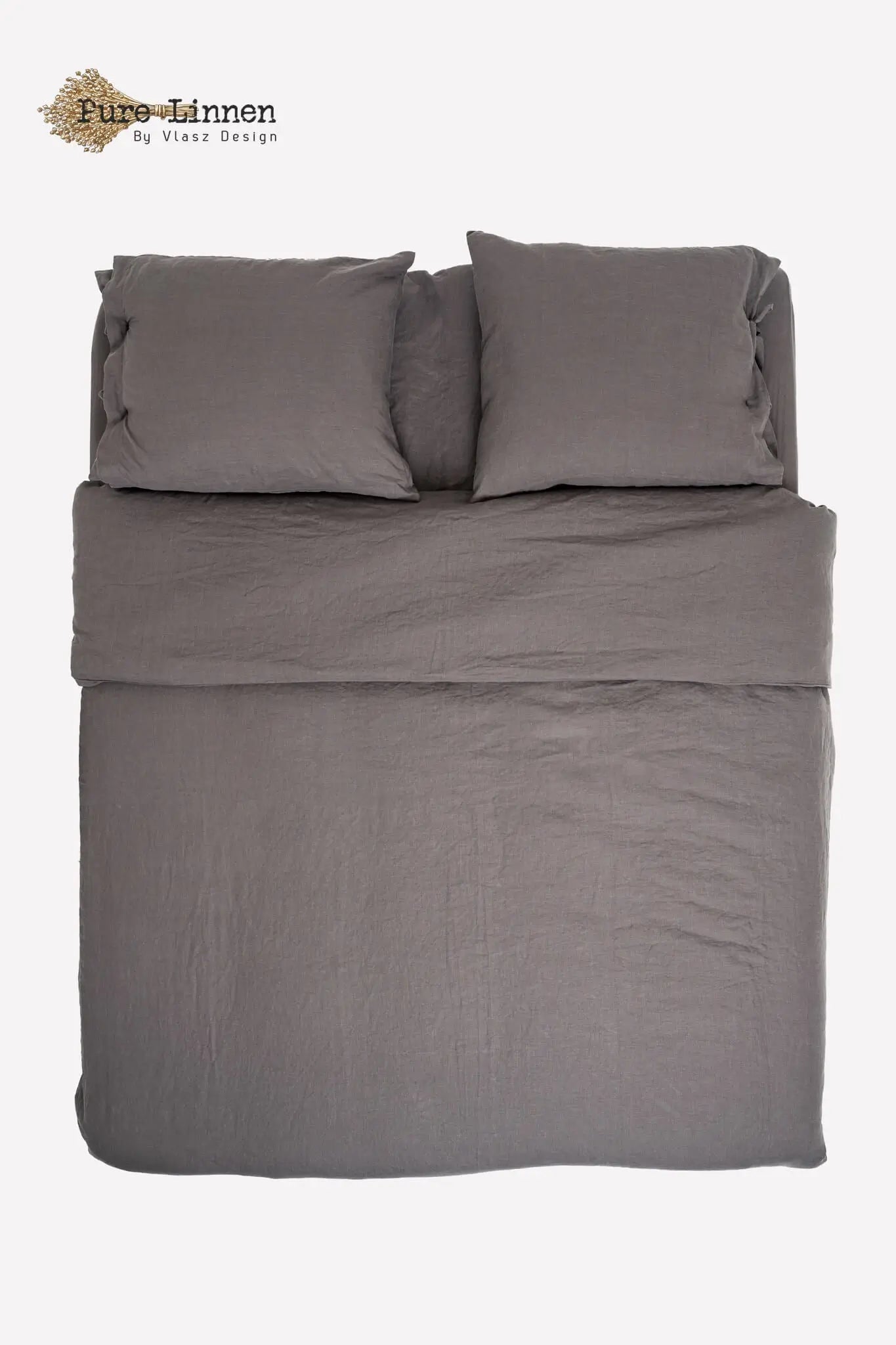 Linen Duvet Cover Dark Gray/Buttons - Pure Linen