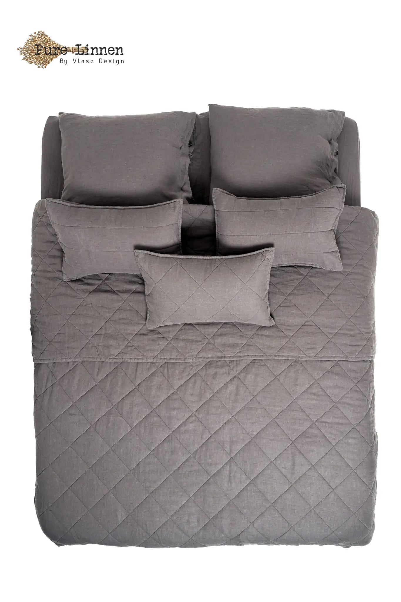 Linen Bedspread Dark Grey/Diamond - Pure Linen