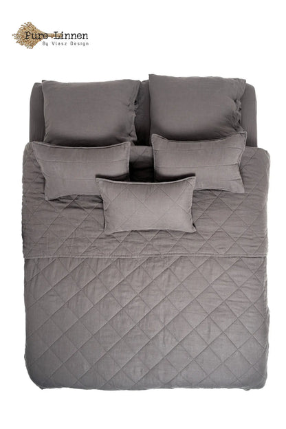Linen Bedspread Dark Grey/Diamond - Pure Linen