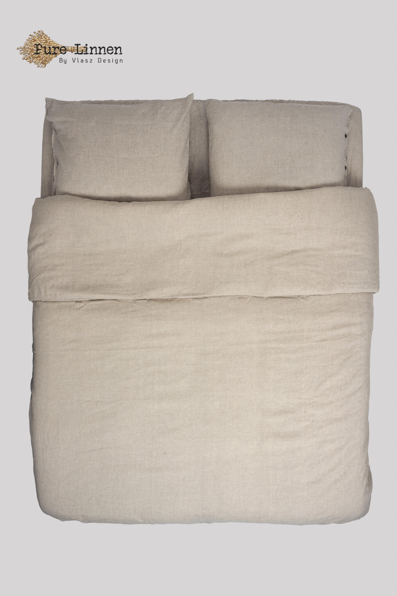 Linen Pillowcase Natural/Tuck-in Strip - Pure Linen