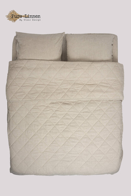 Linen Bedspread Natural/Diamond - Pure Linen