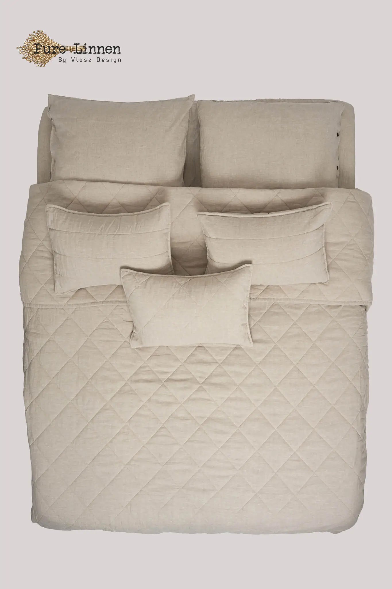 Linen Throw Pillow Natural/Diamond - Pure Linen