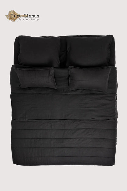 Linen Throw Pillow Black/Stripes - Pure Linen