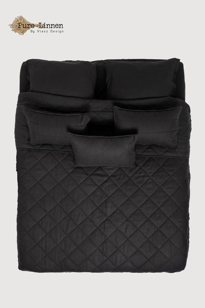 Linen Throw Pillow Black/Diamond - Pure Linen