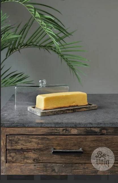 Glazen cakestolp met houten plateau – Be Uniq