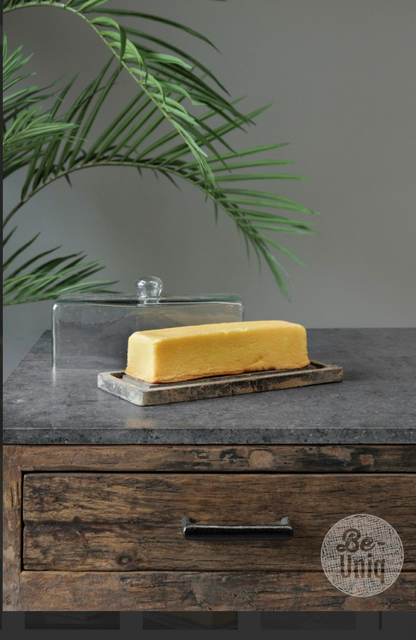 Glazen cakestolp met houten plateau – Be Uniq
