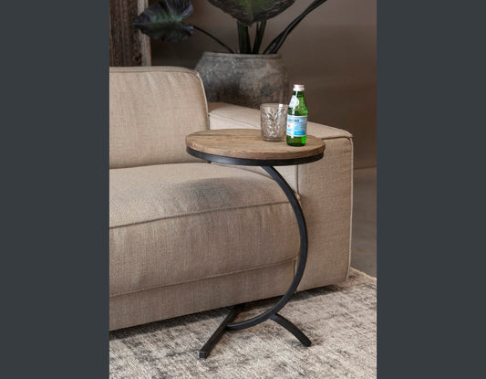 Bijzettafel Napels – verweerd hout & zwart metaal