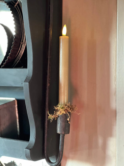 Dinner candle LED 24 cm Taupe Countryfield. Set 2 pieces incl. remote control