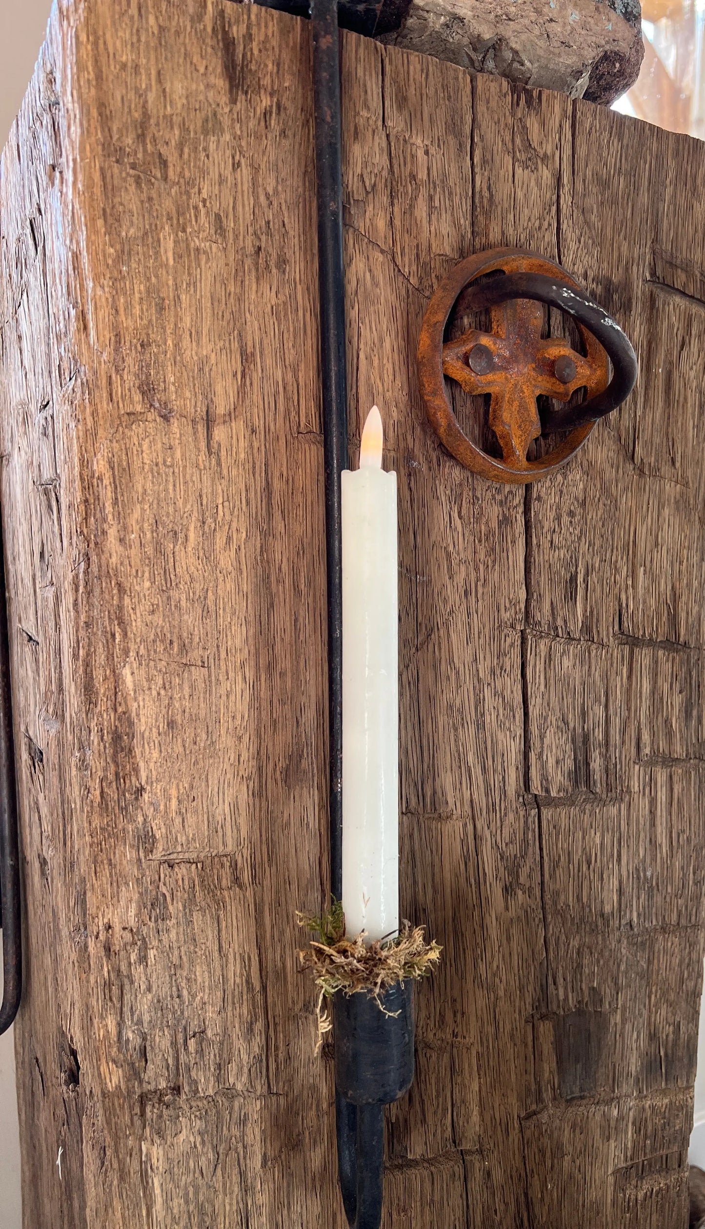 Dinner candle LED 24 cm Off White Countryfield. Set of 2 pieces incl. remote control