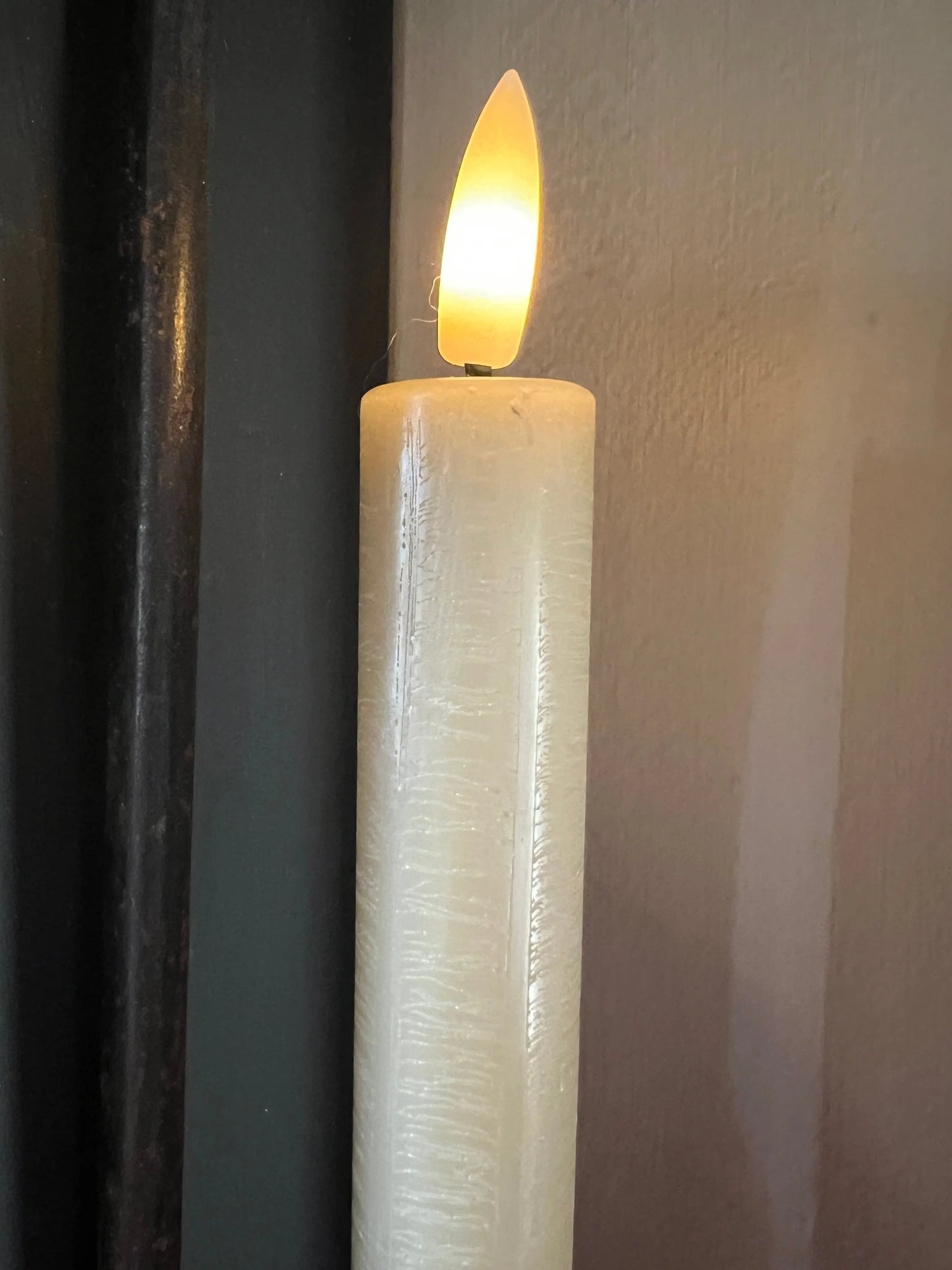 Dinner candle LED 24 cm Taupe Countryfield. Set 2 pieces incl. remote control