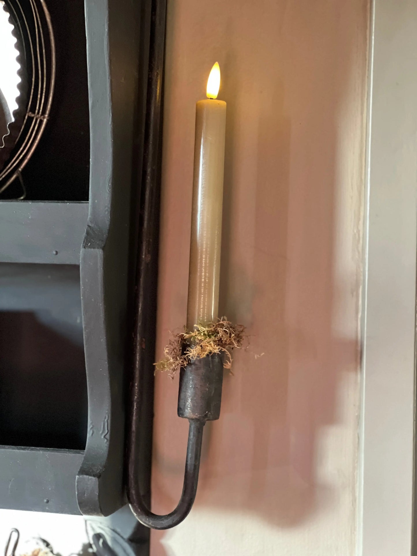 Dinner candle LED 24 cm Taupe Countryfield. Set 2 pieces incl. remote control