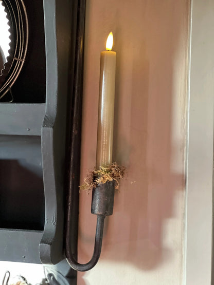 Dinner candle LED 24 cm Taupe Countryfield. Set 2 pieces incl. remote control