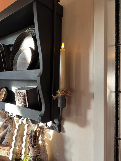 Dinner candle LED 24 cm Taupe Countryfield. Set 2 pieces incl. remote control