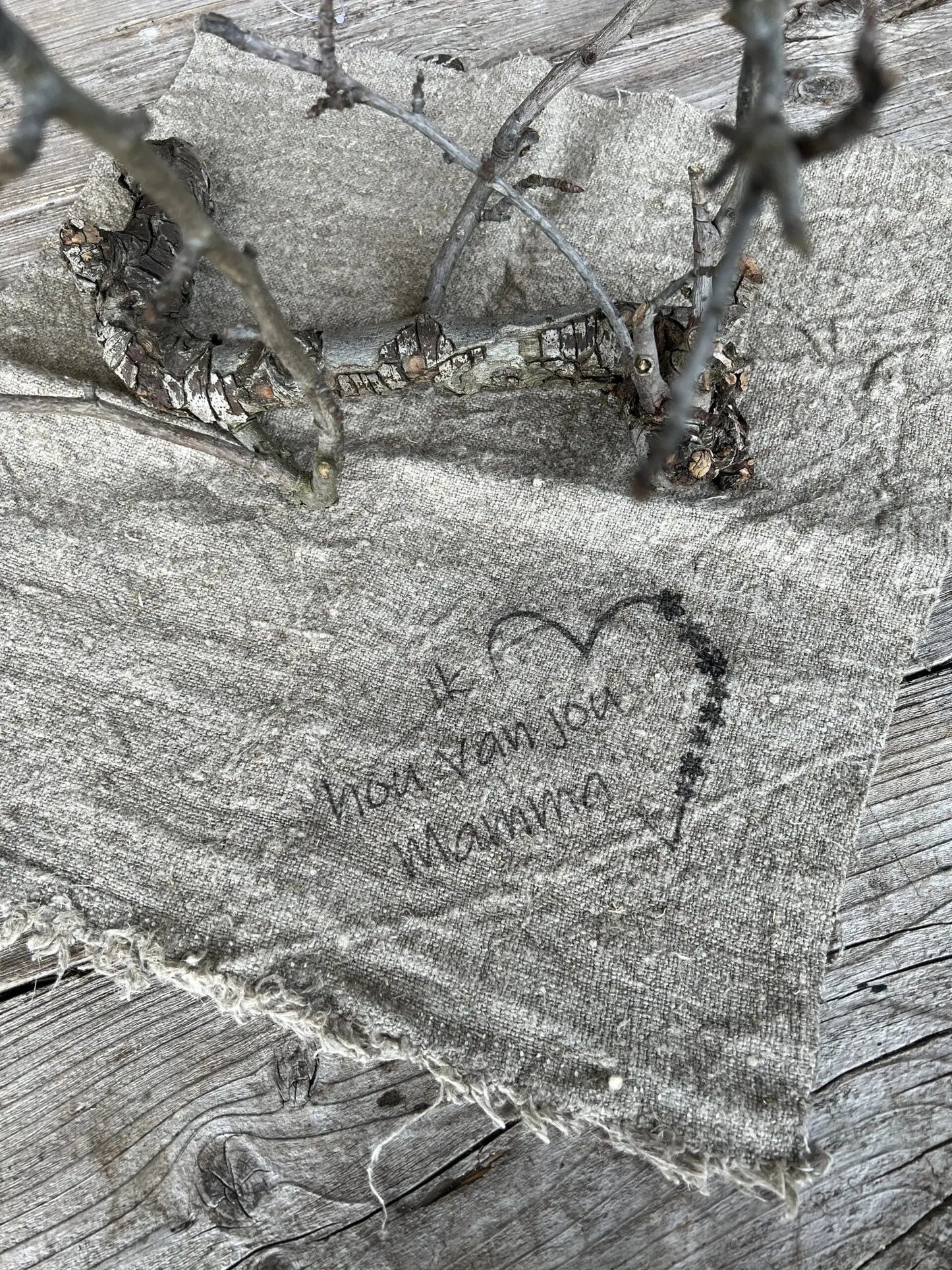Schäbiges Tuch „Ich liebe dich Mama“