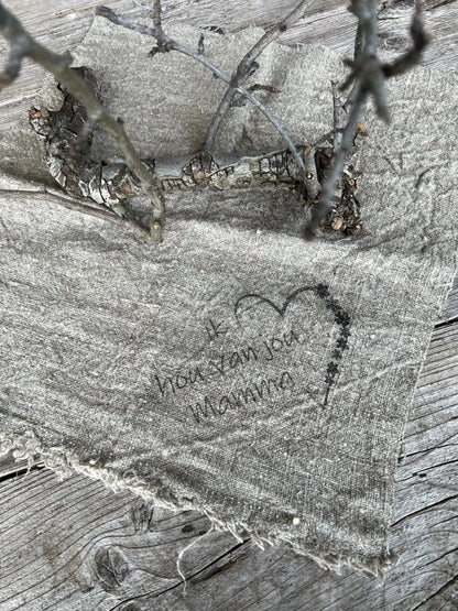 Schäbiges Tuch „Ich liebe dich Mama“