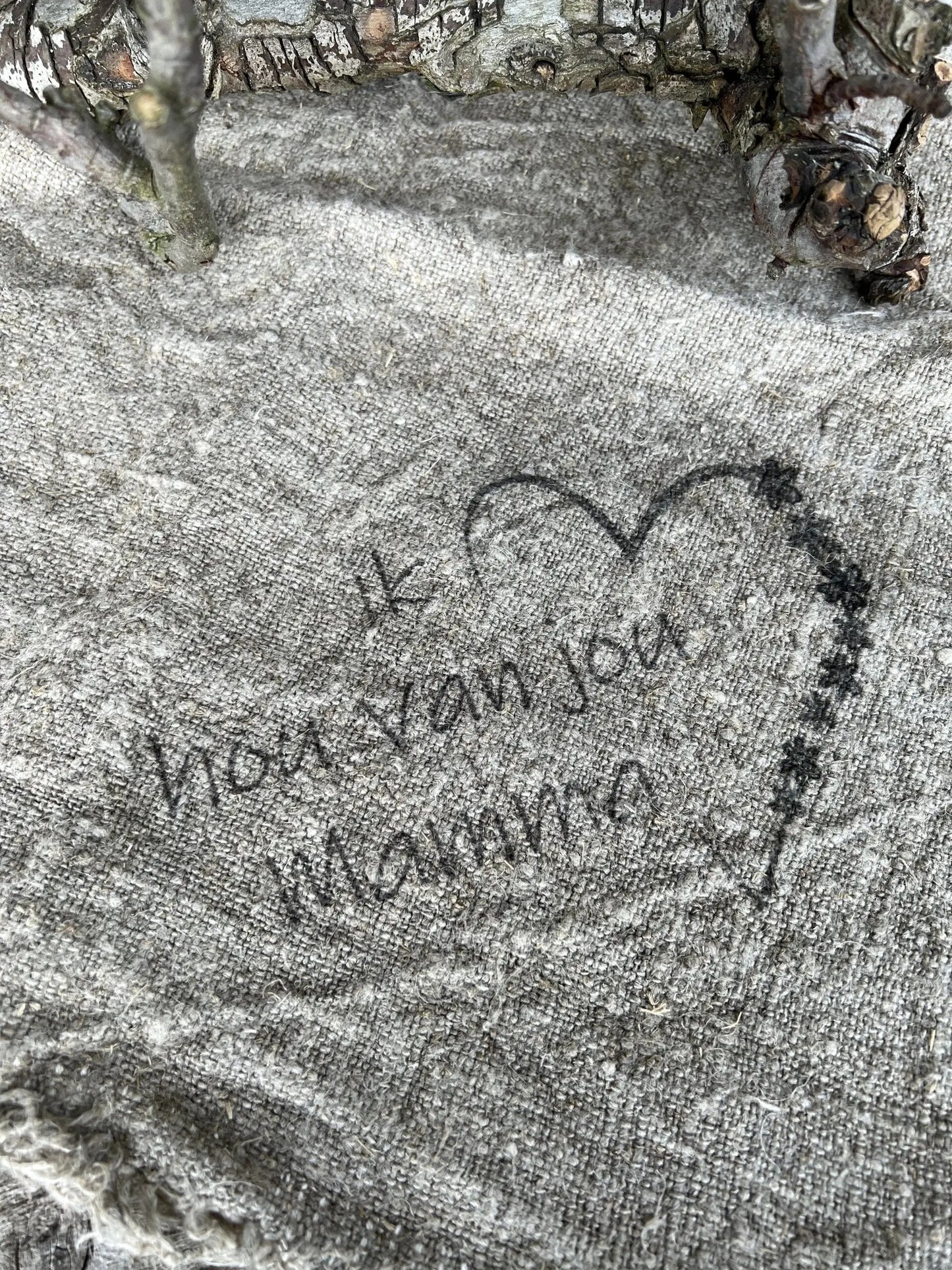 Schäbiges Tuch „Ich liebe dich Mama“