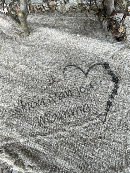 Schäbiges Tuch „Ich liebe dich Mama“