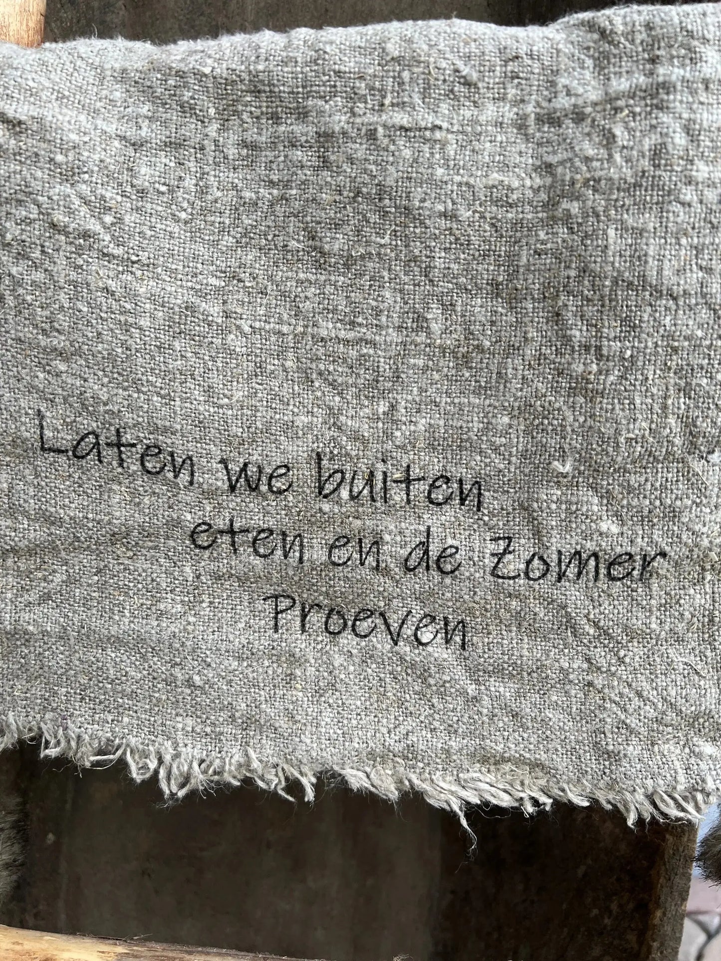 Schäbiges Tuch "Lass uns draußen essen und den Sommer schmecken"