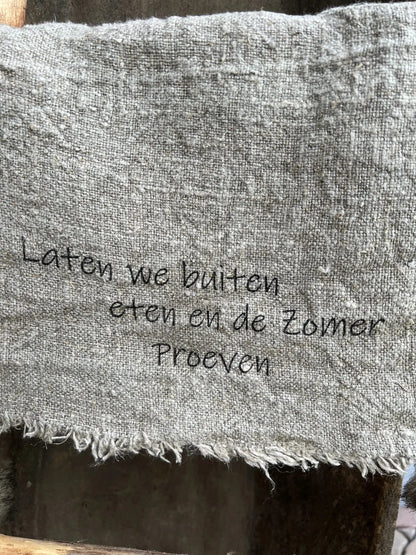 Schäbiges Tuch "Lass uns draußen essen und den Sommer schmecken"