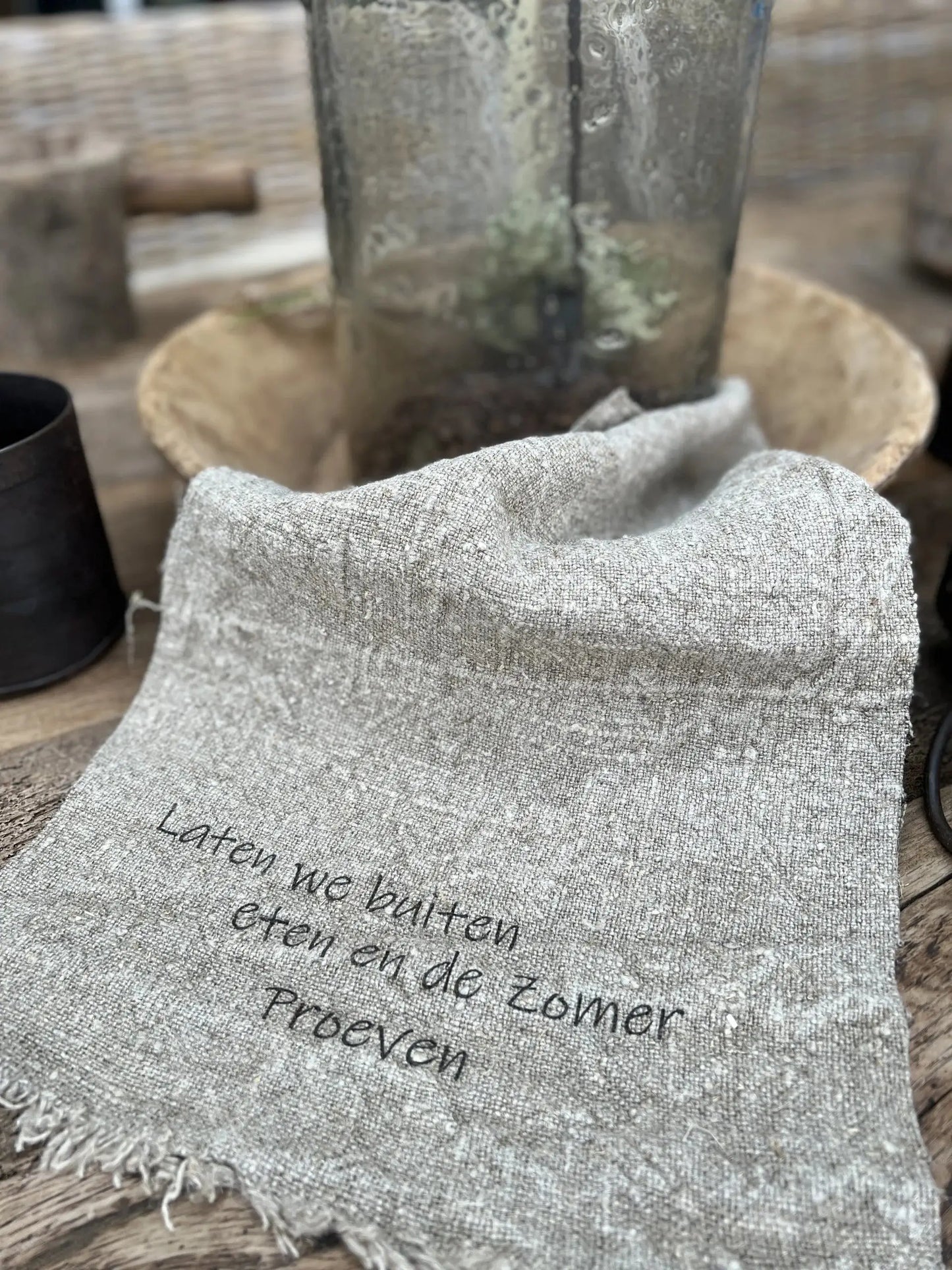 Schäbiges Tuch "Lass uns draußen essen und den Sommer schmecken"