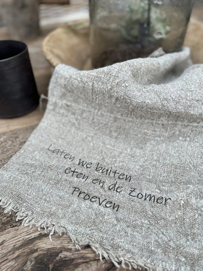 Schäbiges Tuch "Lass uns draußen essen und den Sommer schmecken"