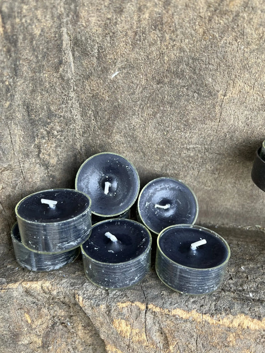 Teelichter schwarz, Beutel à 60 Stück, 4 cm.