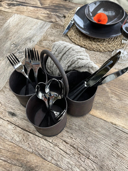 Iron bottle holder with handle, (4 compartments)