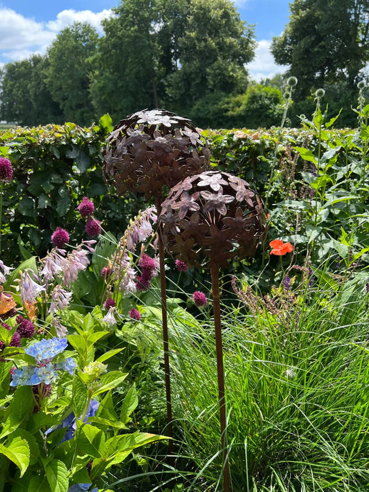 Metal Allium flower on stem
